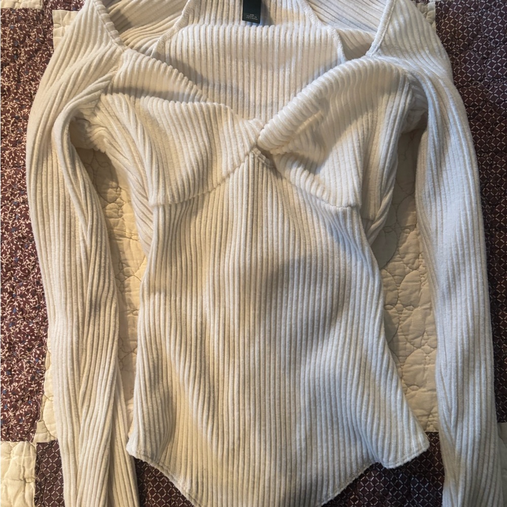 Wild Fable Cream Ribbed Bodysuit